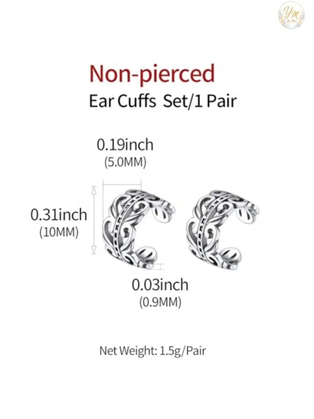 925 Sterling Silver Ear Cuffs Non-Piercing Cartilage Earrings Conch Cuff